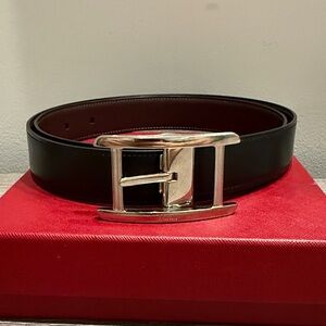 Cartier tank Black Belt with Silver Buckle